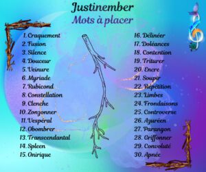 [Justine CM] Liste 2 Justinember (mots à placer)