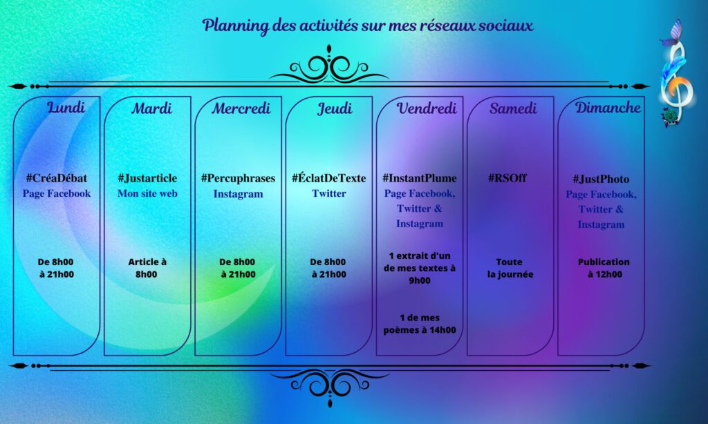Lire la suite à propos de l’article Planning des activités de mes RS